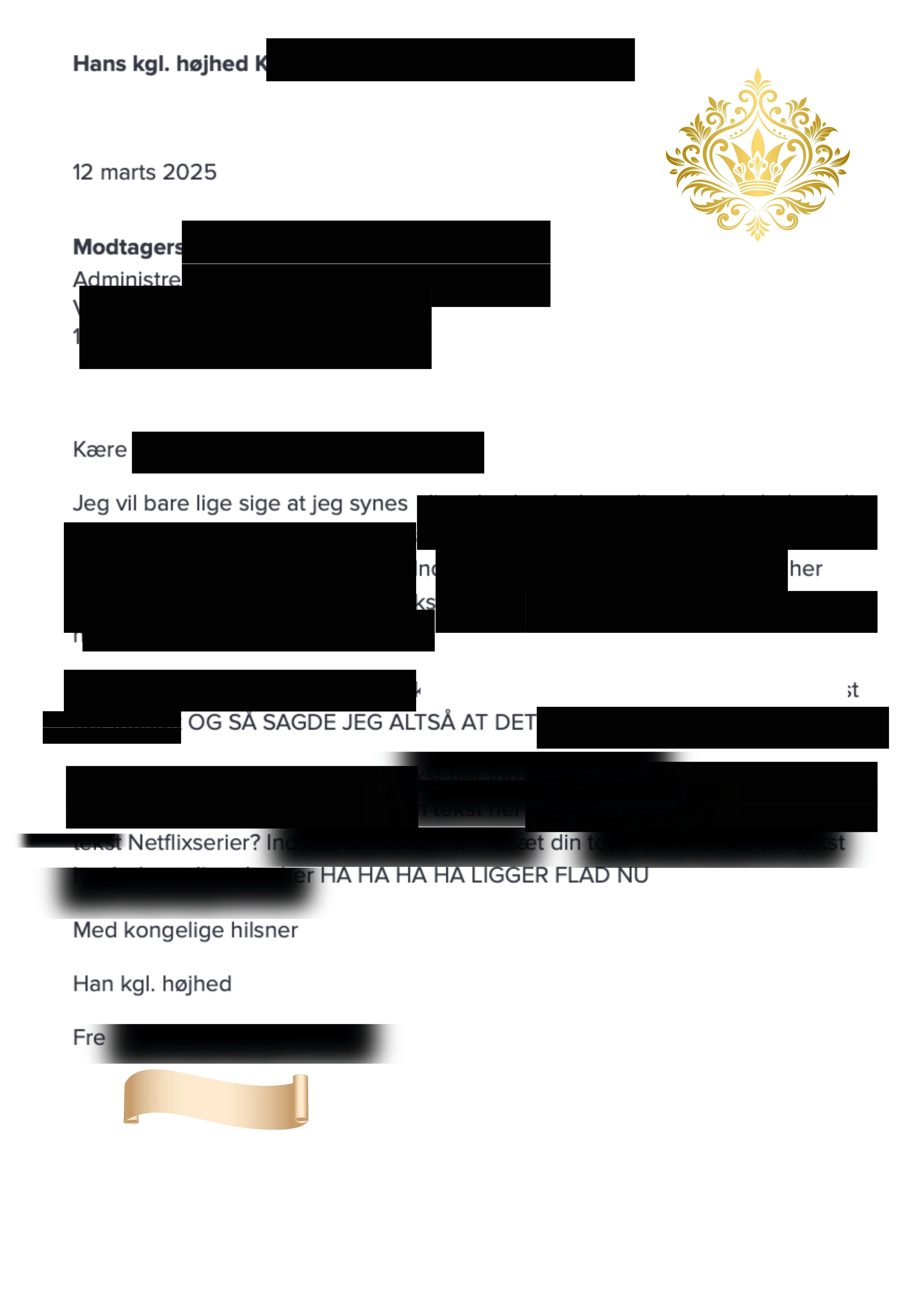 Lækket dokument fra Kongen